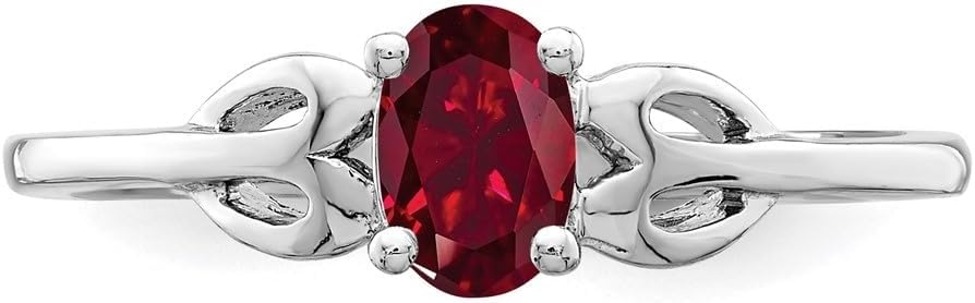 Diamond2Deal 925 Sterling Silver Created Ruby Solitaire Ring Size 7