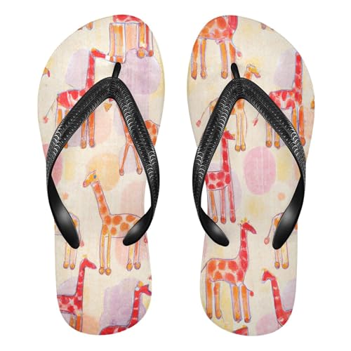 Burbuja Crayon Drawing Giraffes Flip Flops for Women Men, Soft Thong Sandals Rubber Slippers for Pool Beach Essentials