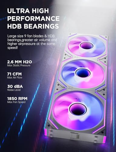 Image of AsiaHorse Dawn Pro 120mm Case Fan, ARGB PWM 1850RPM / 68CFM Airflow, Forward & Reverse Blade Design, Low Noise, Precision HDB Bearings High Performance Unit PC Fan Modular Daisy Chain