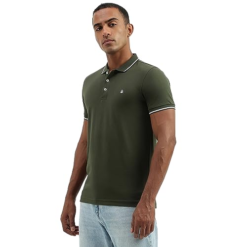 Image of United Colors of Benetton Men Cotton Blend Polo Regular Fit Shirt