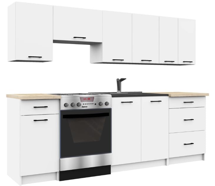 BDW - Küchenschrank - Schrank Küche mit Türen, Waschbeckenschrank - Schrank 80 cm breit, 82 cm hoch - Küchenschränke Einzeln, Küchenmöbel Einzelteile (Weiss)