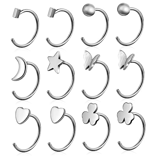 Boucles d'oreilles cartilage hypoallergéniques en forme d'étoile - 6 paires de mini créoles