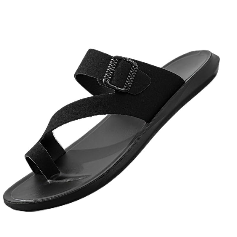 Round Toe PU Upper Casual Fashion Minimalist Sandals - Unlined Solid Color Slip-On Flats for Outdoor Hiking Daily Wear Spring Summer Fall