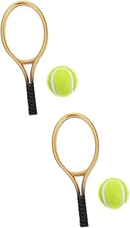 Homoyoyo 2 Sets Dollhouse Tennis Racket Mini Houses Sports Decor Pink Household Items Mini Tennis Decor Mini Dolls for Dollhouse Decorative Mini Tennis Miniature Tennis Racket Model Indoor