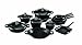 FUNDIX F11-SET15 Jeu de 15 Pièces Manche Noir Mijoteuse 28 cm, Fait-Tout 24 Courvercle, 18 Cm, 22 Cm, 26 16 cm, Casserole 20 cm avec Couvercle, Poêle à Paella 32 Cm, Plancha 27 X 27 Cm