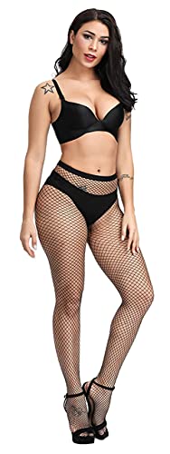 Pareberry Women's High Waisted Fishnet Tights Sexy Wide Suspender Pantyhose Thigh-High Fishnet Stockings4