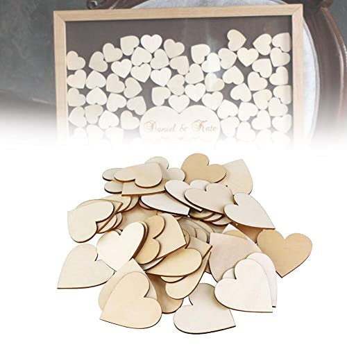Madeira corações ornamentos, fatias de coração de madeira, ornamentos coração sem acabamento, coração de madeira maciça trabalhos manuais, para madeira DIY decorações, 100 peças