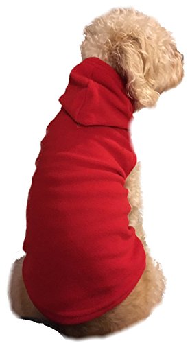 BIG FEET PAJAMA CO. Red Fleece Hoodie Sweatshirt Pajamas for Dog & Cats with Hoodie (L)