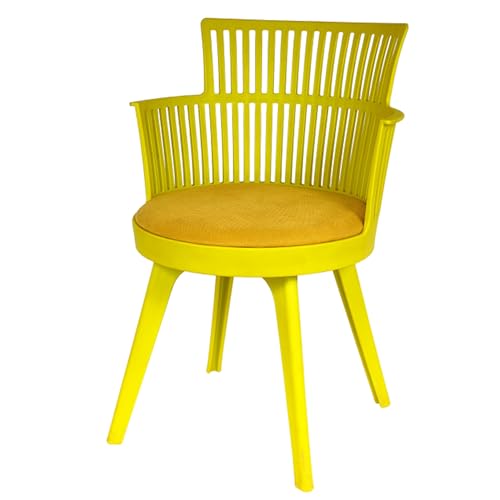 Image of Creative Accent Cafe Chair Vibrant and Eye-catching, These Yellow armchairs Feature an Open slatted Back, Supportive armrests, and Cushioned Seats Perfect for Dining | CS-1221 /P2 (Yellow)
