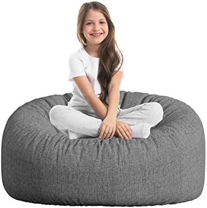 Taotique 3.3FT Bean Bag Chair Cover(Cover only, No Filler) Soft Skin Cooling Cotton Linen Bean Bag Cover for Adults/Teens/Kids in Summer Washable Bean Bag Couch Cover
