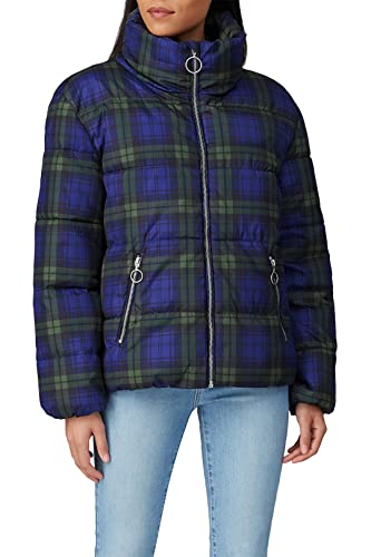 Slate & Willow Rent The Runway Pre-Loved Blue Plaid Puffer Jacket3