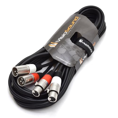VisioSound 2 x Male XLR to 2 x Female XLR Balanced Microphone Twin Lead/Audio Patch Cable 5m