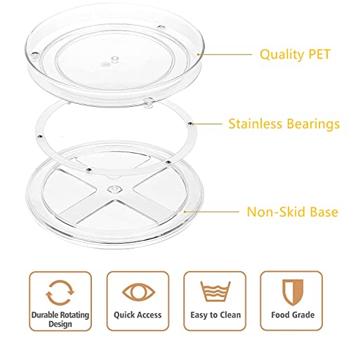 Rarapop 3 Pack Clear Lazy Susan Organizer Turntable 10.6 Inch, Rotating Spice Rack Spinning Bins For Cabinets Kitchen, Countertop, Bathroom, Makeup, Pantry Organization And Storage #TOP1