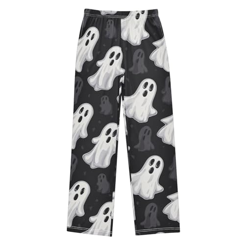 Ghost on Black Boys Pants Boys Athletic Pants Long Pant for Boywith Pockets Wide-Leg Size 6-14Y