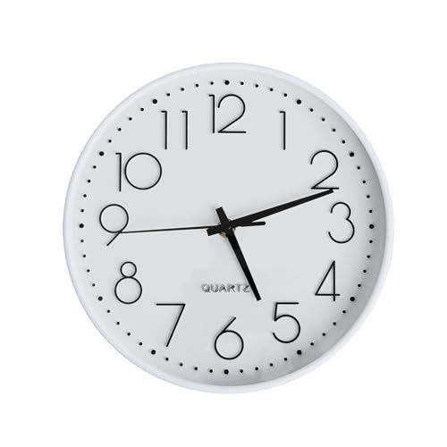 Väggklocka, tyst tickar inte, 30 cm små väggklockor, batteridrivna dekorativa moderna runda väggklocka för kontor, hem, badrum, kök, sovrum, skola, vardagsrum - vit