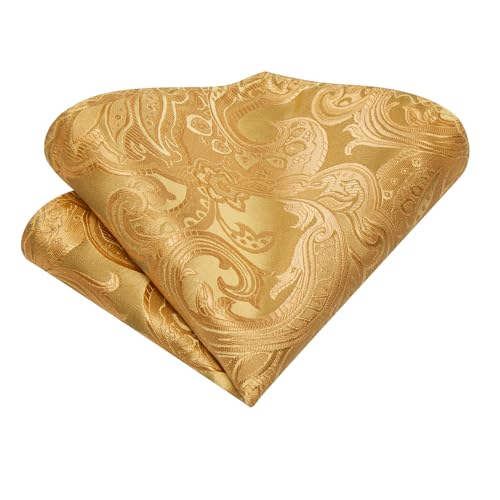 Image of Hi-Tie Silk Ascot for Men Self Tie Men's Cravat and Flower Lapel Pin Handkerchief Cufflinks Set for Wedding Party