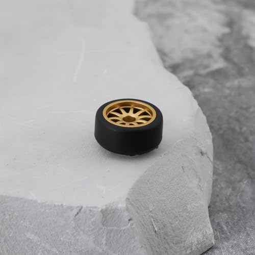 Briny River 2 Set HO Scale Road Racing Gold Rad mit Reifen Achsen kompatibel mit Aurora T-Jet Rrr Modellauto Racing