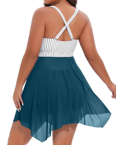 Image of Daci Plus Size Mesh Swim Dress Two Piece Swimsuits with Shorts