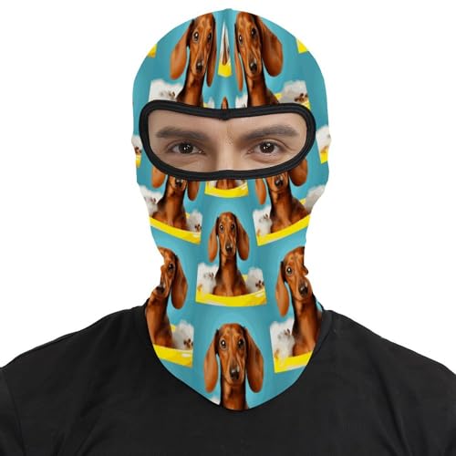 Pasamontañas para hombres y mujeres con estampado de perro salchicha, máscara térmica para la cara, protección para clima frío, equipo para motocicleta y esquí, máscara de invierno para hombres y mujeres miniatura 2