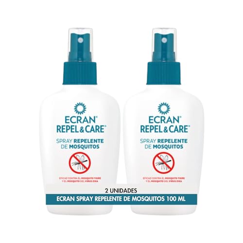 Ecran Repel Care, Spray Repelente de Mosquitos sin Alcohol - Spray Antimosquitos con Hasta 6 Horas de Protección - Ideal para Toda la Familia - Formato Viaje de 100 ml - Pack de 2 x 100 ml