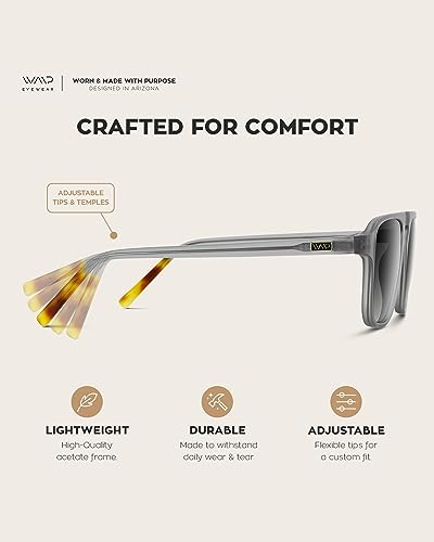 WearMe Pro Polarized Aviator One-Bridge Modern Square Mens Sunglasses (Moon Rock Grey/Black Lens) - Image 4