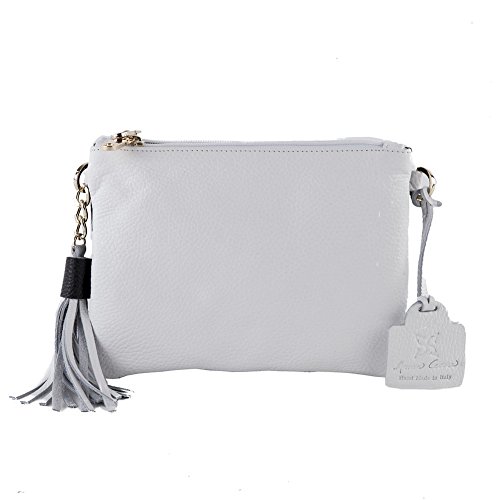 Sac d'embrayage blanc cuir véritable pochette femme Anna Cecere