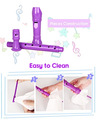 Image of Mr.Power Soprano Recorder C Key 8 Hole German Fingering Clarinet ABS Music Flute Present for Beginner Graduation School Education Family (Purple)
