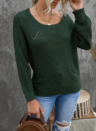 Image of Dokotoo Womens Sweaters 2026 Cute Elegant Hollow Cable Knit Tops | Drop One Shoulder,Soft,Crochet,Chunky,Autumn Winter Fall,Cozy,Long Sleeve,Trendy Clothes,Outerwear