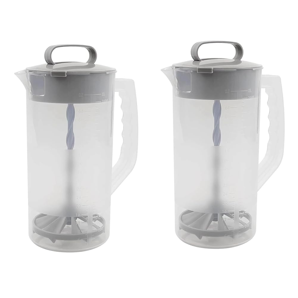Osmond Mixing Pitcher for Drinks, Manual Juice Jug with Sealing Lid, No Spill Juice Pitcher Beverage Container, 2000ml 2Pcs
