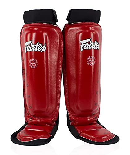 Fairtex SP6 Muay Thai Shin Guards for Men, Women, Kids | Shin Guards Made with Neoprene Material & are Premium, Lightweight & Durable | Reinforced Paddings on the Shins (Red/Small)