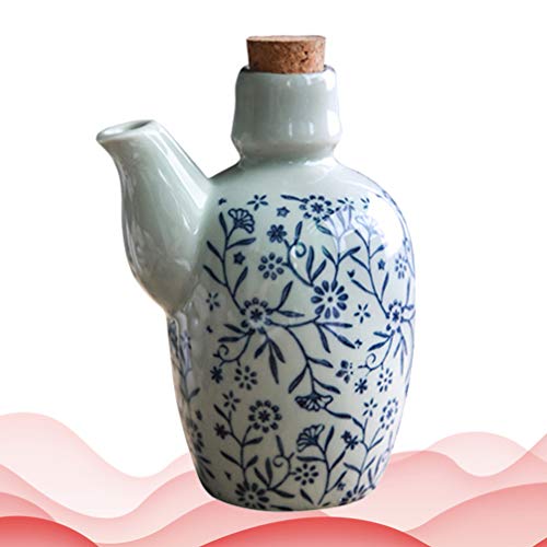 Operitacx Garrafa dosadora de molho de soja de cerâmica: galheteira de vinagre de azeite de oliva co