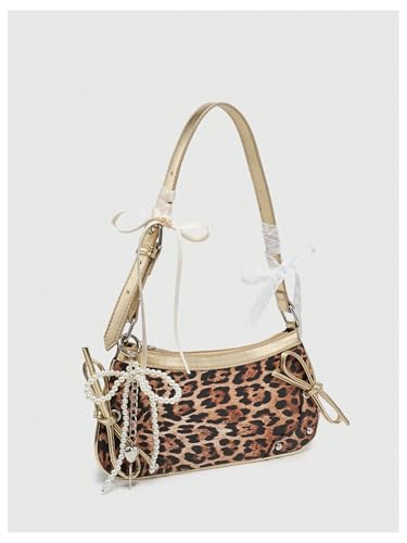Image of Verdusa Women's Y2K Purse Coquette Bow Tie Vintage Shoulder Bags Lace PU Leather Kawaii Handbag