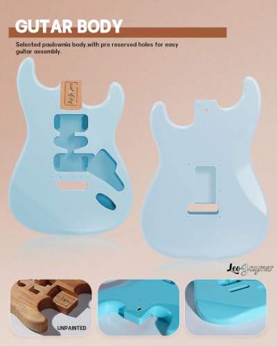 Image of Leo Jaymz DIY ST Style Electric Guitar Kits,Spray-painted Mahogany Body,Laurel Wood Fingerboard and Maple Neck, including all Components (ST-Sonic Blue New)