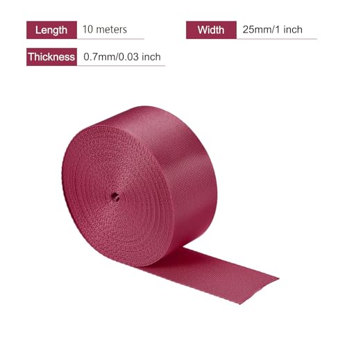 Image of Nylon Webbing Strap, 10 Metres, 1 inch /1.5 inch /2 inch Width, 0.7 mm Thickness (Maroon, 1 inch)