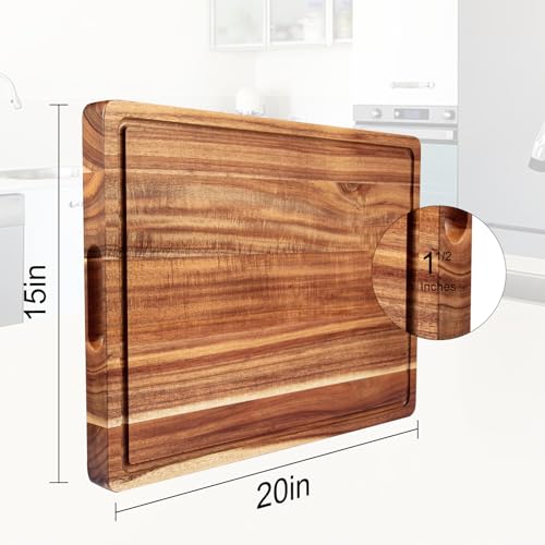 Tabla de Cortar Grande de Madera Acacia 50.8x38.1 cm con Surco y Mango miniatura 4