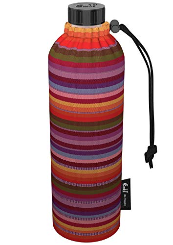 Emil Trinkflasche aus Glas für Mädchen & Jungen isolierte Glasflasche für Schule, Freizeit, Sport: Kinder & Eltern Standard unisex & BIO Streifen bunt 0,75 L Emil Trinkflasche aus Glas für Mädchen & Jungen isolierte Glasflasche für Schule, Freizeit, Sport: Kinder & Eltern Standard unisex & BIO Streifen bunt 0,75 L