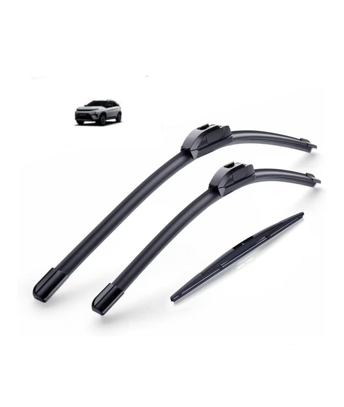 Frameless/Soft Wiper Blades and Rear Wiper Blade Compatible with Tata Nexon, Nexon Ev(24"16"10"Front Rear Wiper Blade Set)