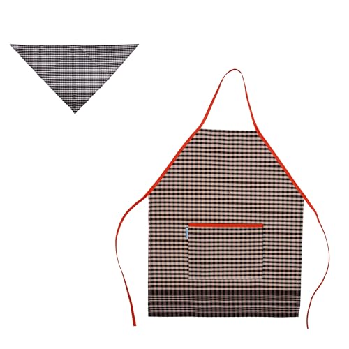 PRONENS Disfraz de Castañera Set Delantal + Pañuelo en Tela Catalana de farcell para niño - niña y adulto | 100% Algodón. (MARRÓN, INFANTIL 3-8 AÑOS)