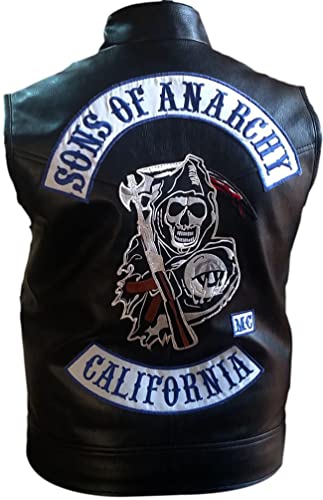 Blouson pour homme en similicuir SOA Son of Anarchy Biker Club California - Veste et sweat à...