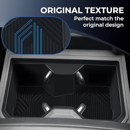 Image of Center Console Cup Holder Inserts for Toyota Tacoma 2026 2025 2024, Interior Accessories Silicone Front & Rear Car Cup Holder for 2024-2026 Tacoma, Black