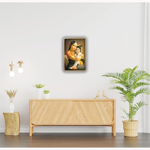 Image of Dharvika Innovations Kanha Maa Yashoda WIth Bal Krishna photo frame for pregnant women with golden Slim, Sparkle Coated Lamination frame 1867 30 x 45 cm (Design 1)