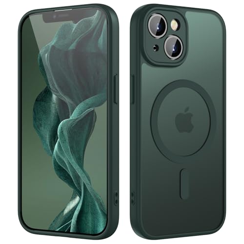 HGH Magnetisch Hülle für iPhone 13 6,1 Zoll mit Kameraschutz für Magsafe, Transluzente Matt Rückseite Dünn Stoßfest Hand...