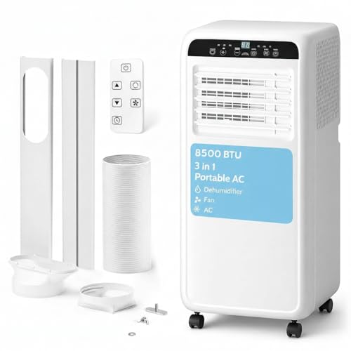 DollarDash 8500BTU Portable AC Units for Rooms, 3-IN-1 Portable Air Conditioners Cools Up to 450 Sq.Ft, LED Display/Remote Control, for Dormitory Apartments, Office