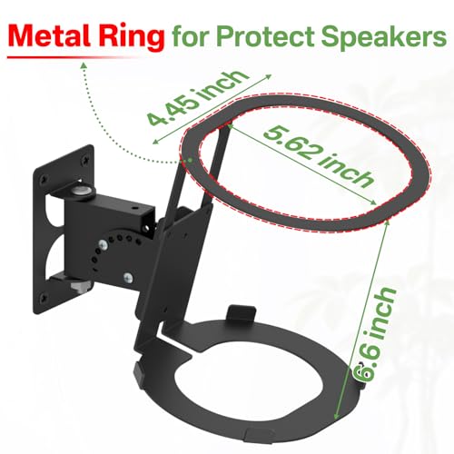 Protective Metal Speaker Mount for Sonos Move and Sonos Move 2 Wall Mount with Tilt & Swivel Adjustment Speaker Wall Mount Hook for Sonos Move 2 Mount Bracket of Indoor/Outdoor Usage, Black