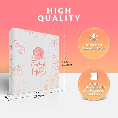 Crochet Planner 3-Ring Binder 8.5x11'', Organize Your Hooks, Yarn & Patterns, Projects Journal Notebook, Complete Log Book Starter Kit & Great Gift Idea
