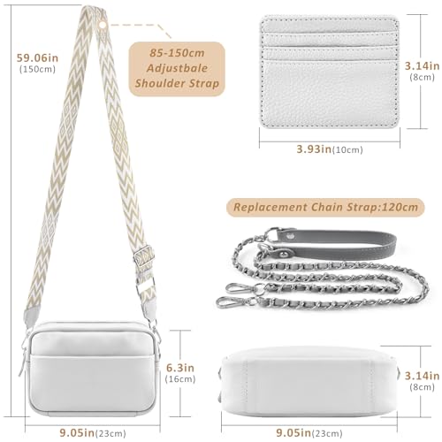 BROTOU Crossbody Bags for Women Leather Purses Small Handbags & Shoulder Bag with Adjustable Wide Strap with Gift Box (White)4