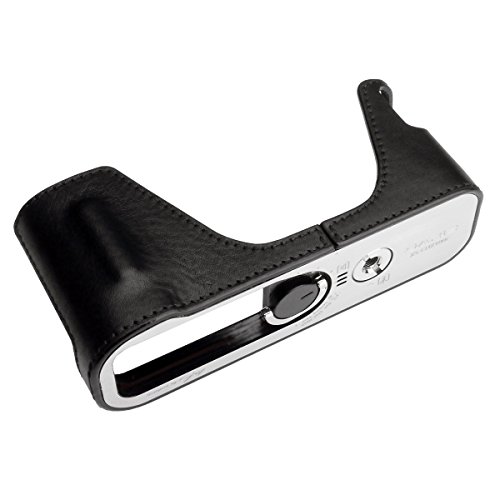 GARIZ Camera Case for Camera e.g. for Fuji Fujifilm Finepix X100F Made From Italian Leather with Brushed Aluminium Base | Black | HG/CHX100FBK