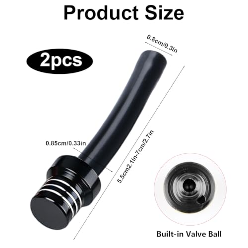 Image of 2pcs Motorcycle Breather Hose Gas Fuel Tank Cap Vent, Black | Motorcycle Gas Cap Vent Hose Tube,Aluminum Universal Breathing Tube Fits Off-Road Motorcycles ATVs /Pit Dirt Motorcycle Bike