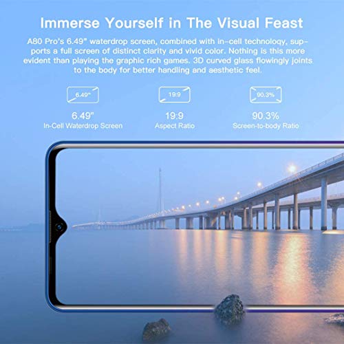 Unlocked Smartphone Blackview A80 Pro, 6.49 inch HD+, 4GB RAM+64GB ROM with 4680mAh Big Battery, 4G Dual SIM for AT&T, T-Mobile Phone,13MP Quad Rear Camera, Android 9.0 Unlocked Cell Phones - Thumbnail 5