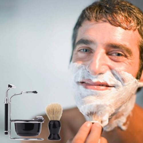Aiweijia 5 PCS Shaving Brush Kit for Men, Beard Shaving Kit, Shaving Bowl Holder Stand Stainless Steel Shaving Brush Razor Blade Set Gifts - Image 3